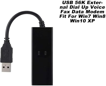 56K USB Modem External RJ11 to USB Adapter, V.92 Dial Up Fax Modem Multifunctional Data Modem for 64Bit WIN10/WIN8.1/WIN8/WIN7