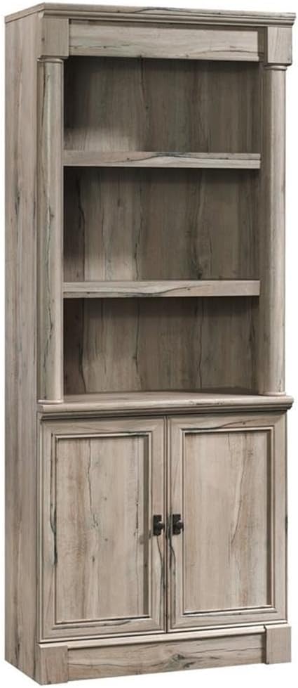 BOWERY HILL Traditional Engineered Wood 3-Shelf Bookcase, Split Oak Finish, 71.85" H x 29.37" W x 13.90" D, Adjustable Shelves with Hidden Storage, Home Office or Living Room Organizer