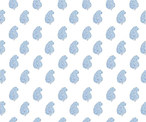 Image of LINENWALAS Cotton Curtains Set of 2, Canvas Window Curtains for Home Decor, Hangs Elegantly with Back Loops (4.5ft x 6 ft, Blue Paisley)