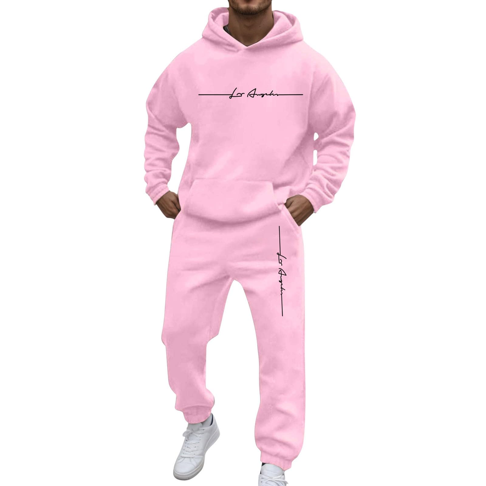 WWricotta Sweat capuche polaire homme, manches raglan, cordon, poches, pantalon, ensemble sport/A