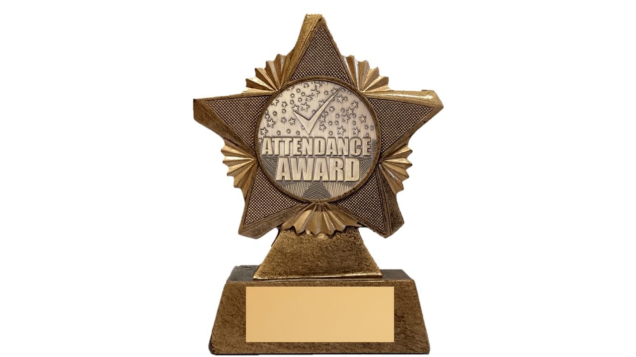 Troshow Antique Gold Attendance Award Premier Star Trophy 150Mm Heavy Resin Award Free Engraving -Troshow2-Trd