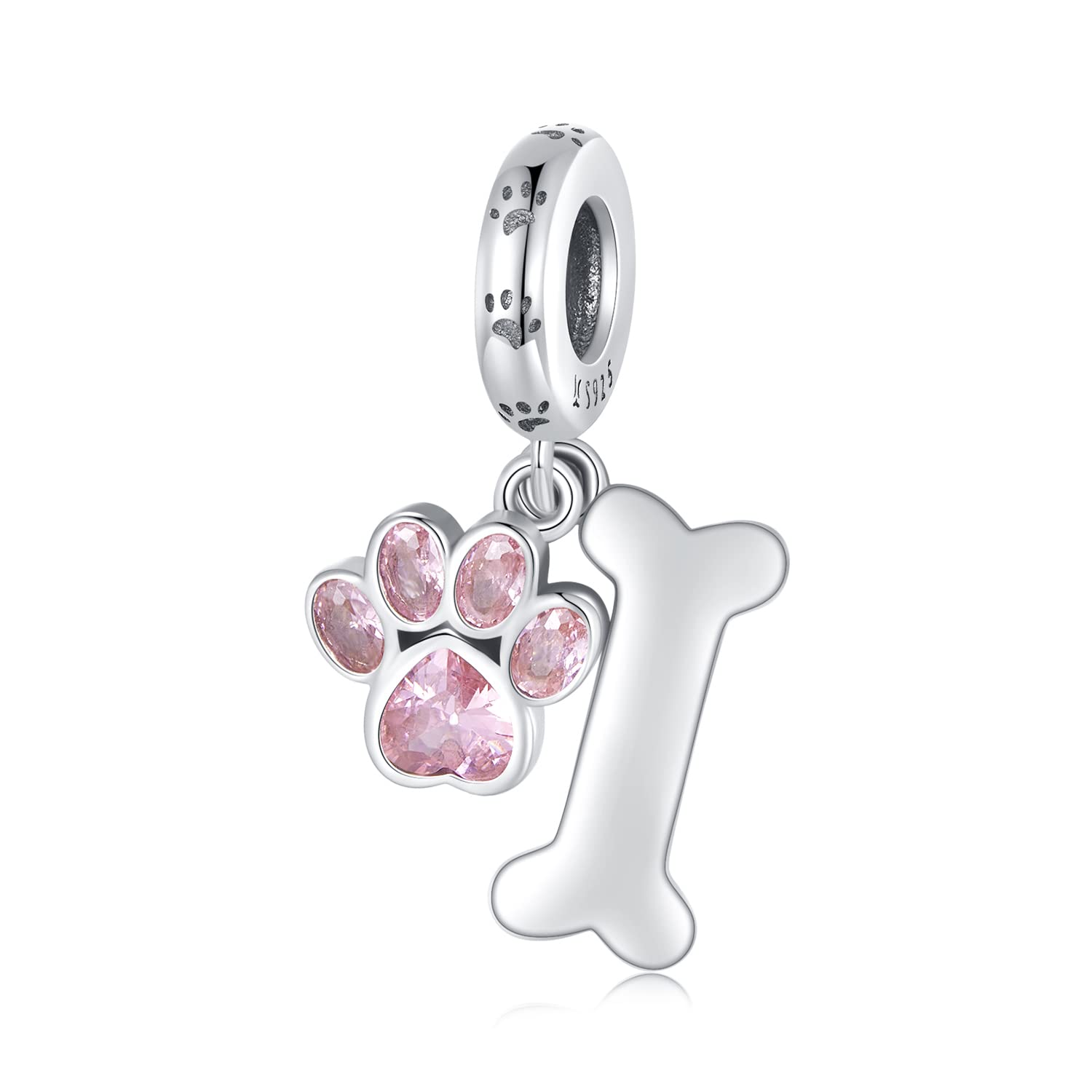 Abalorio de pata de perro de plata con circonitas para recordar siempre a tu mascota 5