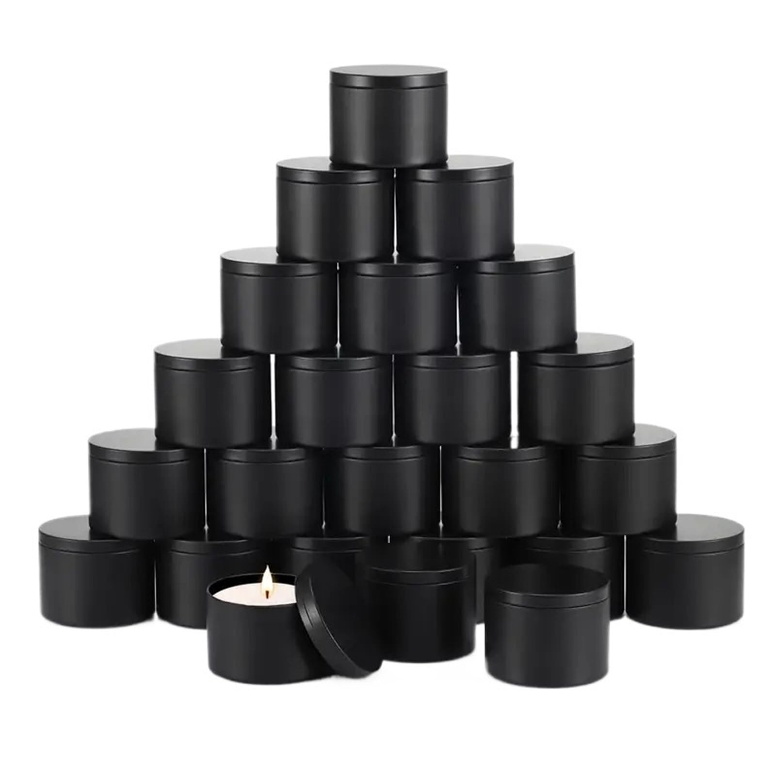 Candle Tins, Metal Empty Candle Jars 4oz Multicolor 24pcs With Lids For Making(4oz-all Black-24pcs)