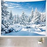 Loccor Winter Snow Forest Tapestry White Alps Mountain Winter Scene Tapestry 80' x 60' Snowy Woodland Landscape Taptries Wall Hanging for Bedroom Living Room Dorm Wall Art Home Decor