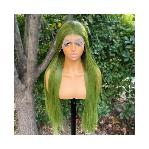 Qrstuvxzy 13x4 Lace-Front Grüne Synthetik Perücke