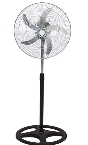 Teramo led Ventilatore a Piantana 5 Pale in Metallo Consumo 75W Oscillazione Orizzontale Diametro 50cm 3 Velocità Altezza 125 cm