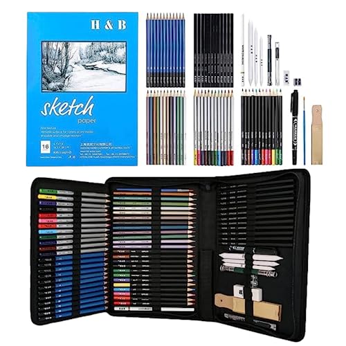 Opiniones de Juegos de dibujo más recomendados. 46 Calmind Kit de Dibujo Profesional de 71 Piezas, Lapices de Dibujo, Incluye Lápices de Carboncillo, Bosquejo, Acuarela, Cuaderno de Dibujo, Estuche Portátil y Más, Para...