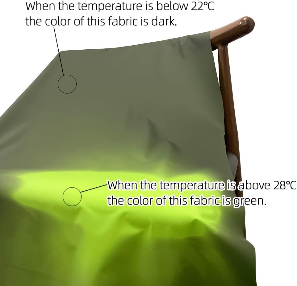 Thermochromic Heat Reactive Fabric Temperature-Sensitive Color-Changing Cloth Ideal for DIY Home & Commercial Use in Sun Protection Clothing, Down Jackets, etc. (Black to Green)