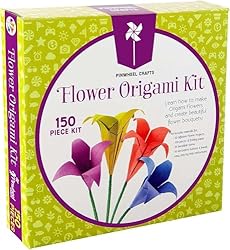 Pinwheel Crafts Origami Papers Kit - Multicolor Flower Origami Kit for Kids,Teens and Adults Ages 6 7 8 9 10 11 12+, Arts and Paper Crafts for Kids 150 Pcs - Fun Foldable Gift
