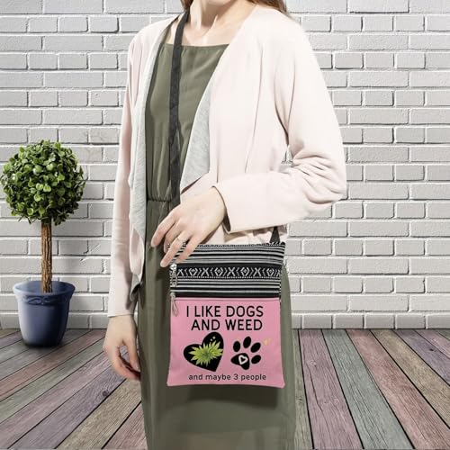 Like Dogs And Weed Messenger Bag Small Ethnic Pattern Printed Adjustable Strap Crossbody Zipper Bag Phone Bag Wallet Cute Shoulder Handbag for Dog Lovers Women3