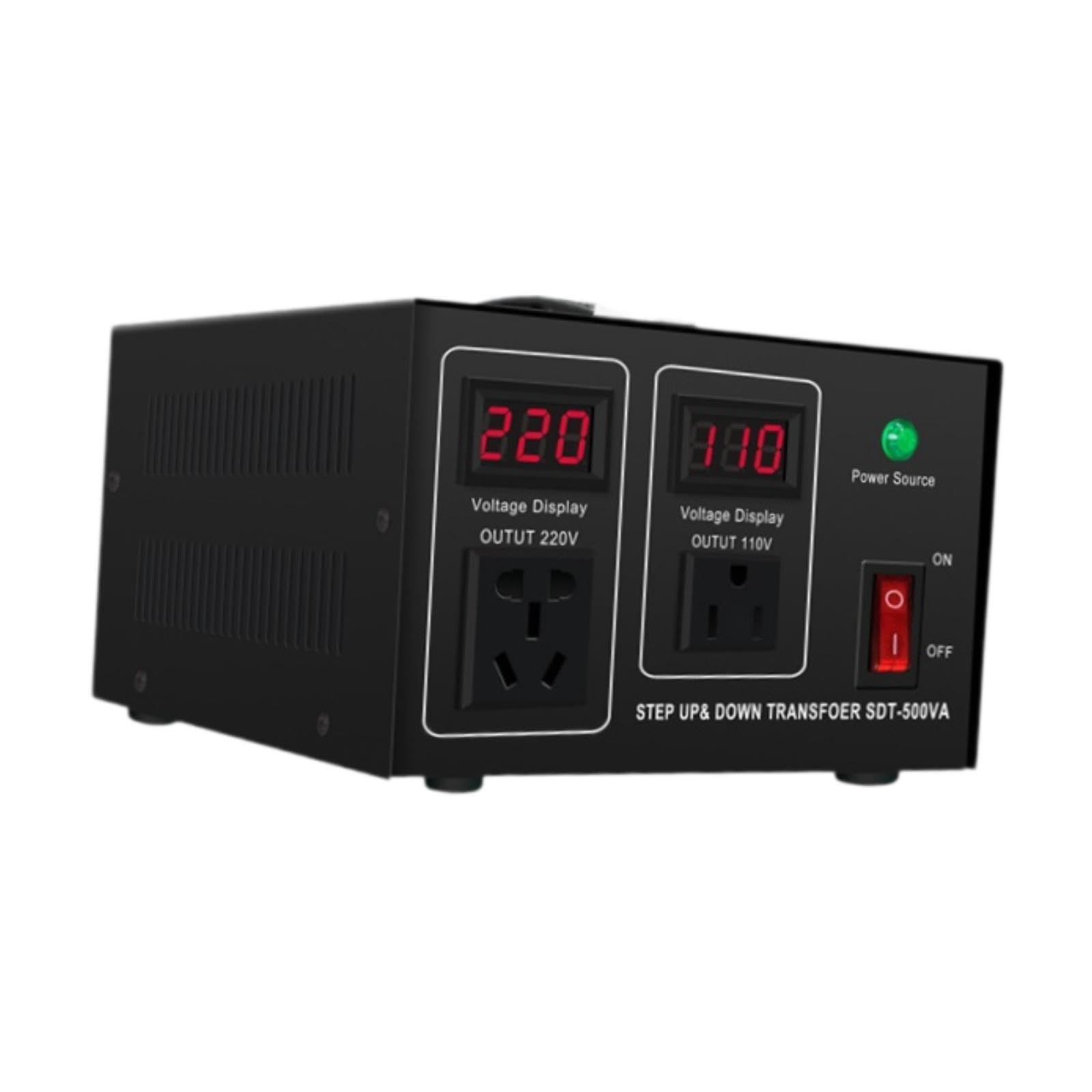 Convertidor de transformador de voltaje, 500 VA, adaptador de doble voltaje estadounidense, convertidor de potencia de alto rendimiento