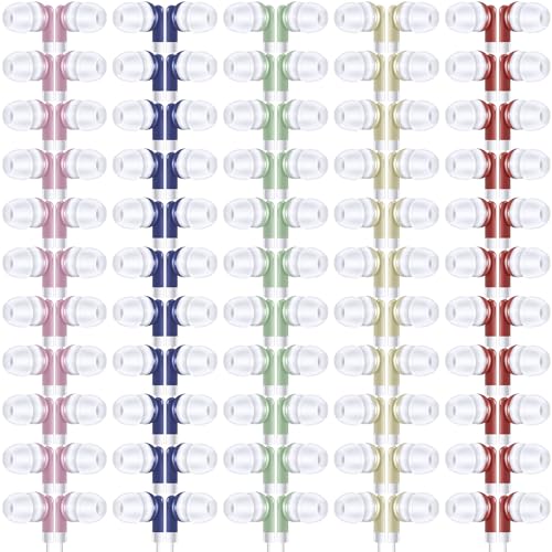 Image of Konohan 100 Pack Wired Earbuds Bulk, Multicolor 3.5mm Jack Earphones for Students, Classroom Headphones for School, Library, Museum, Testing, Laptop, Tablet(Mixed Colors)