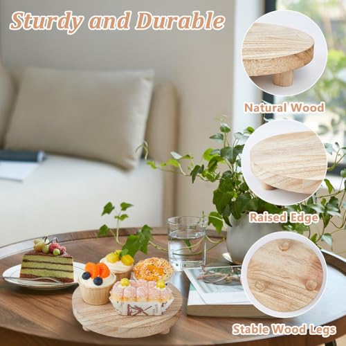 SUPERFINDINGS Support de Présentation en Bois 3 taille Piédestal en Bois Plateau Rond Plat en Bois Support de Présentation Rustique pour la Maison la Salle de Bain le Comptoir 20/15.2/12.6cm – vue 5