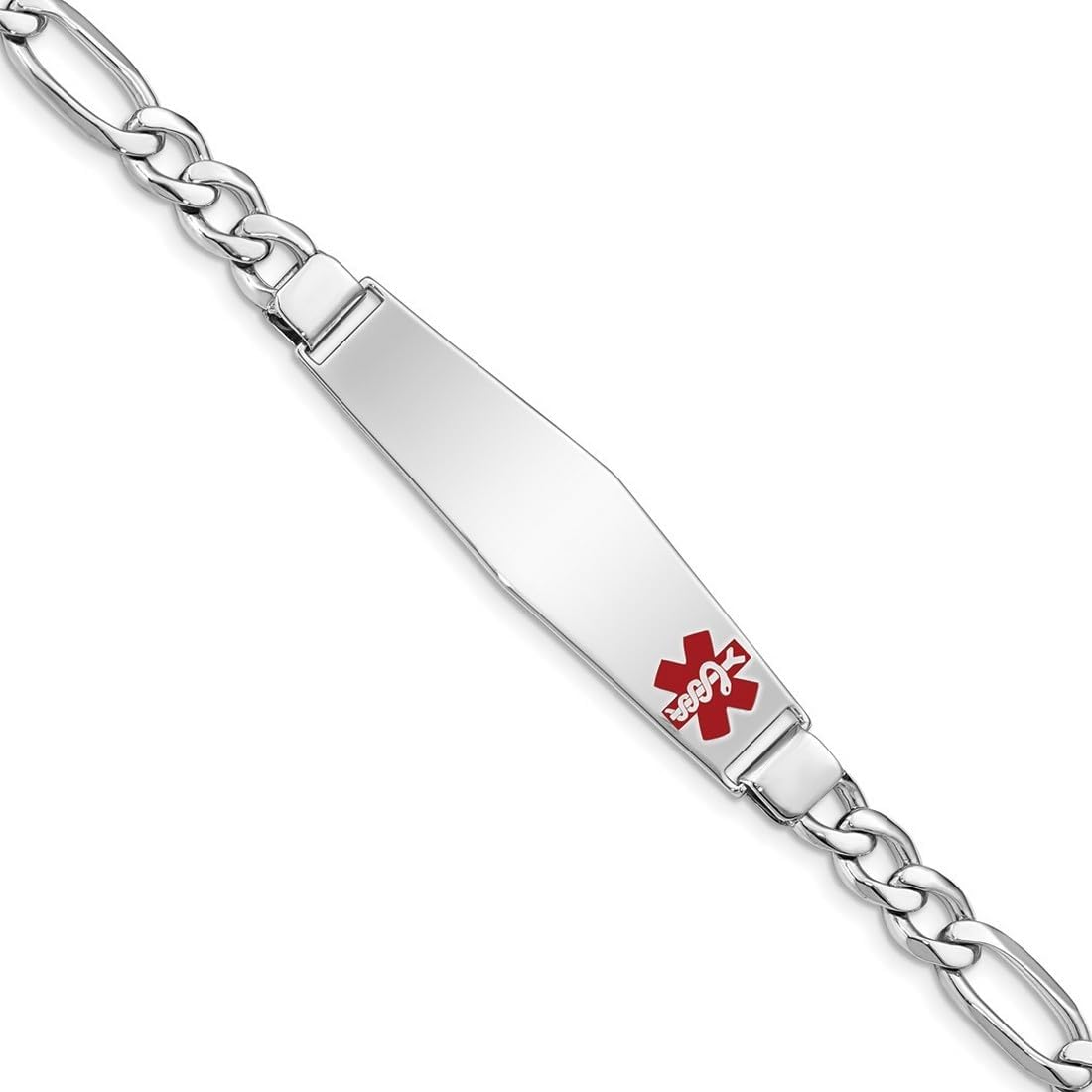 JewelryWeb 925 Sterling Silver Polished Medical ID Figaro Link Bracelet Lobster Claw Identification Bracelet for Women