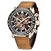 BENYAR Montre Homme Montres Etanche Chronographe Lumineuses Classique Montres Bracelet en Cuir Grand Cadran Date Analogique et Anti-Rayures Cadeau élégant