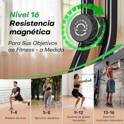 Miniatura 2 de Vannect Bicicleta Estatica Plegable Con 16 Niveles De Resistencia, Monitor Lcd Y Medición De Pulso Manual, Soporte Plano, Ahorro De Espaci, Estática Silenciosa Magnética Bicicleta Estatica Para Casa