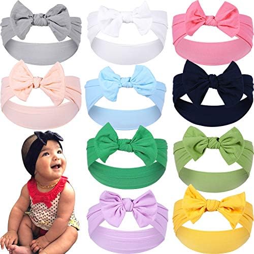 Baby Girl Headbands Knotted Hair Bows Nylon Elastic Turban Headwrap Accessories