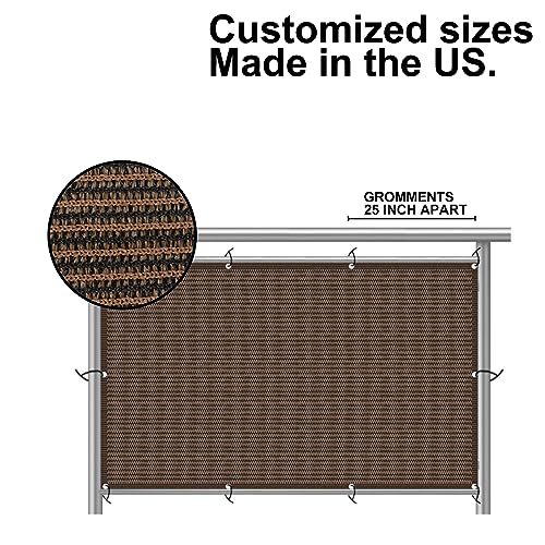 Eden's Decor Balcony Privacy Screen Cover Mesh Windscreen Weather-Resistant UV Protection for Backyard Deck, Patio, Balcony, Pool, Porch, Fence, Railing, Gardening (Brown,2'6"x 15')