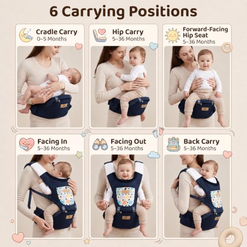 Image of StarAndDaisy Baby Carrier for 0 to 3 Year with Soft Cushioned Hip Seat | Sling Baby Carrier with 2 Storage Pockets | | Soft Cushioned Baby Carry Bag for Newborn to Toddler