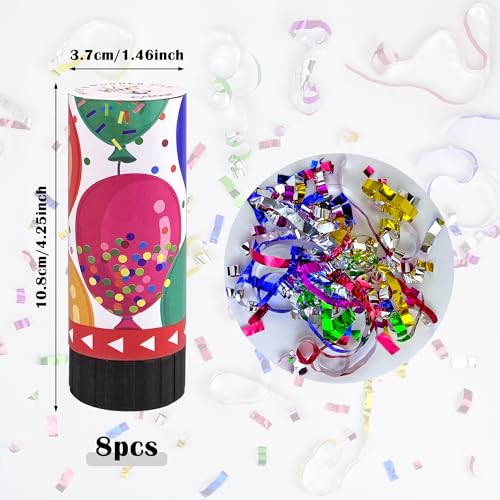 Image of 8 PCS Colorful Party Confetti Poppers for Wedding Birthday Graduation Baby Shower Graduation Party Supplies Decorations