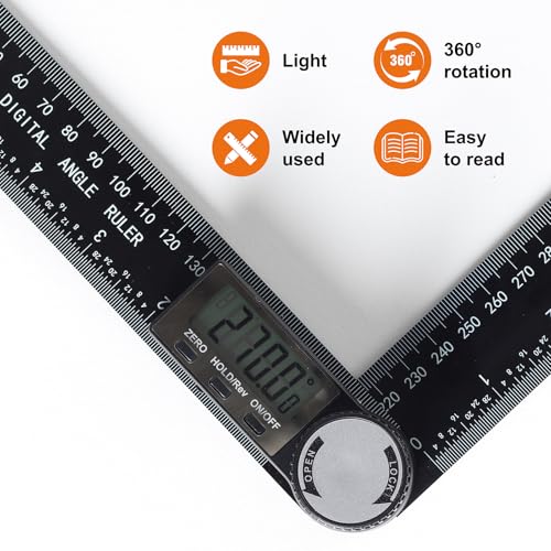 image for Kirphealy Digital Angle Finder Protractor, 7inch 200mm Angle Gauge Pro