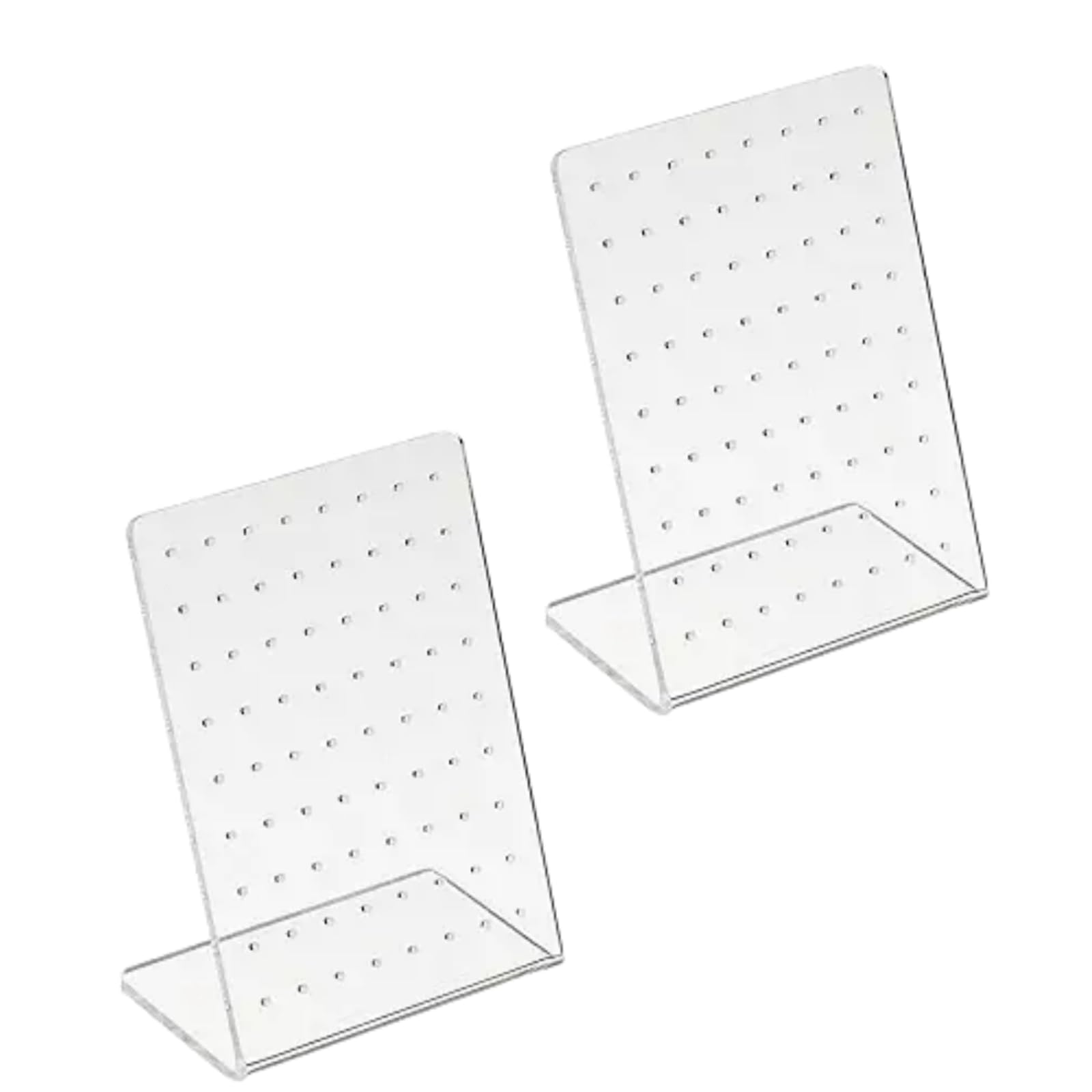 Opemg Clear 2Pcs Earrings Stand Display, 72 Holes Acrylic Earring Holder Organizer, Ear Studs Jewelry Storage Display, Rack Showcase Earrings Display, Stand Earring Storage