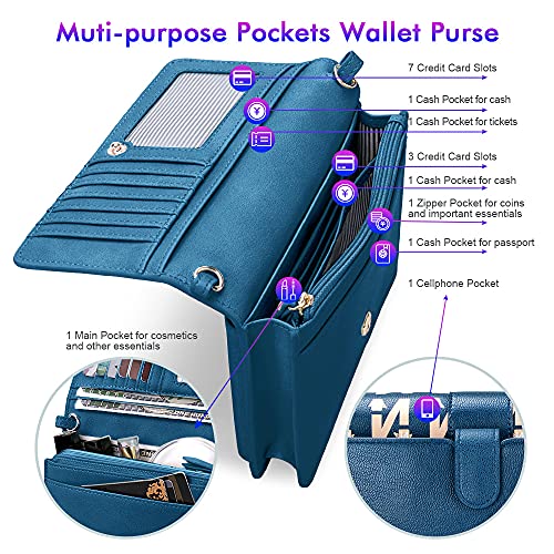 Image of nuoku Women Small Crossbody Bag Cellphone Purse Wallet with RFID Card Slots 2 Strap Wristlet(Max 6.5'')