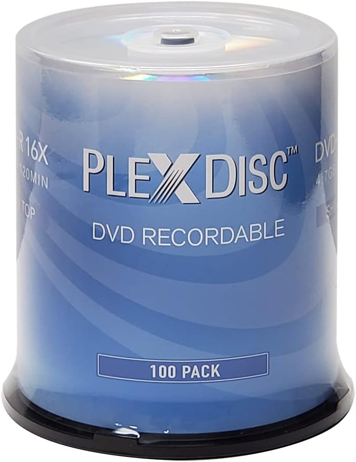 DVD+R 4.7GB 16x Recordable Media Silver Top Disc - 100 Disc Spindle (FFP) 63C-115-BX Black
