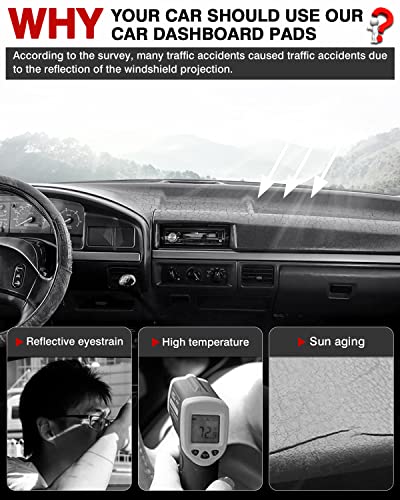 Image of Autorder Dashboard Cover Mat for 1992-1996 Ford F150 F250 F350 Accessories Dash Cover Flannel Dash Mat Sunshade Glare UV Rays Protector