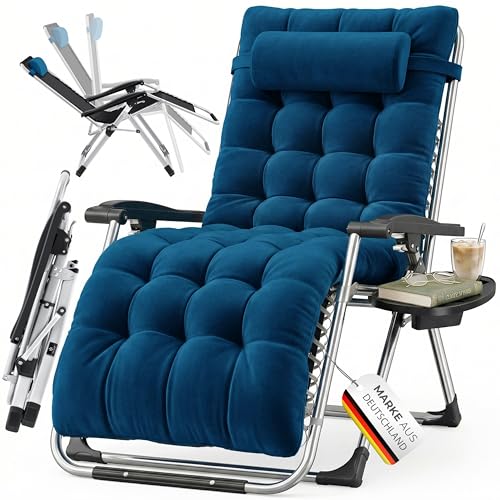 KESSER® Bain de soleil Chaise longue de jardin Coussin pour le cou + porte-boisson inc coussin XXL...