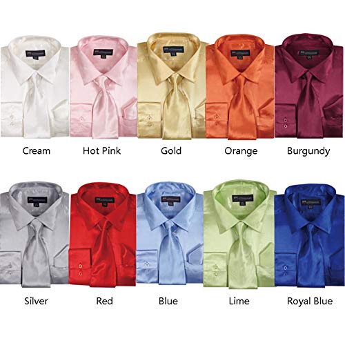 Satin Classic Dress Shirts with Tie & Hankie SG08 , 14 Colors2