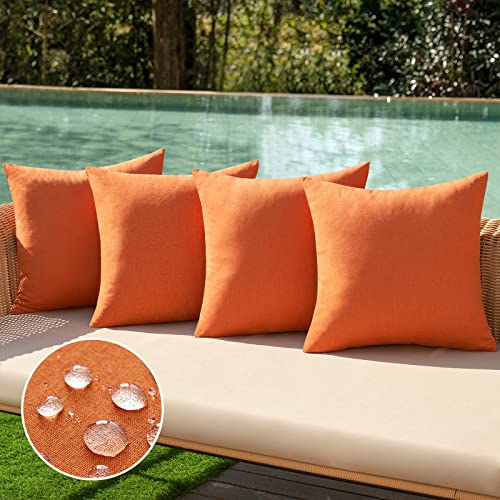MIULEE Housse Coussin Exterieur Impermeable Imitation de Lin en Polyester Coussins Canape Decoratif Motifs Taie Oreiller pour Jardin Balcon Salon Maison 40x40 cm 4...