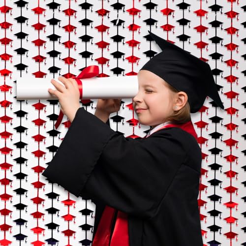 Image of Mega-L Graduation Party Decorations 2026, 2 Pack Red and Black Streamer | 3.3x6.6 ft Metallic Tinsel Backdrop Streamers, Red Congrats Grad Photobooth Props Class of 2026 Party Decors Supplies