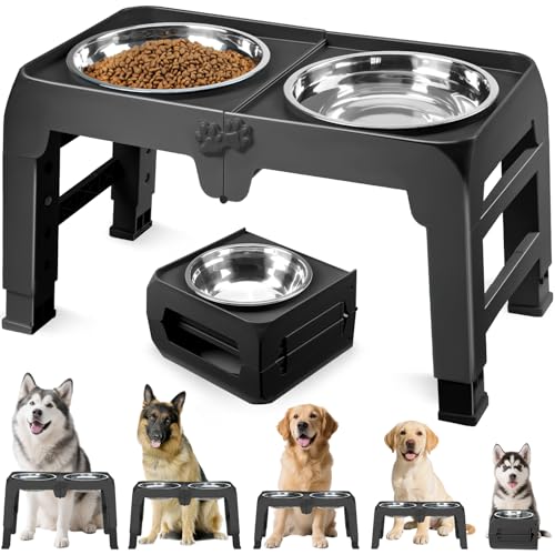 Elevated Dog Bowls for Large Dogs 5 Adjustable Heights...