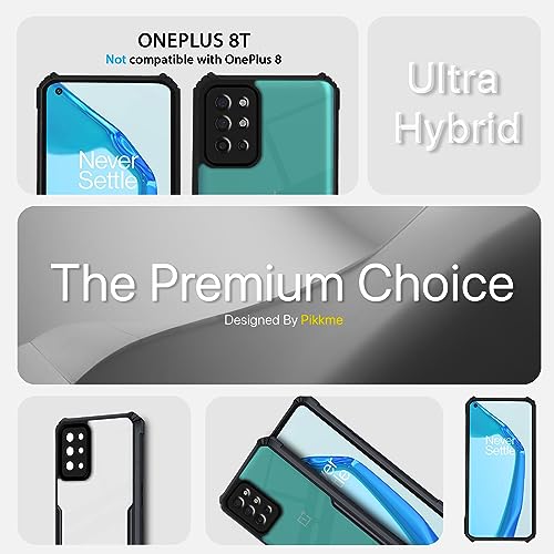 Image of Outlouders Back Cover for OnePlus 8T 5G | Ultra Hybrid Transparent | Full Camera Protection | Raised Edge | Crystal Clear Bumper Case(Black)