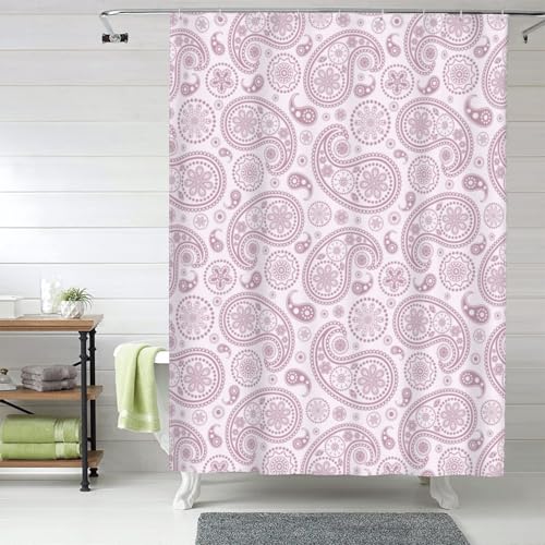 VOSERY Duschvorhang – Mauve Paisley Stoff Duschvorhänge für Badezimmer, strapazierfähig, wasserdicht, dick, Badezimmervorhänge, maschinenwaschbar, 152,4 x 183,9 cm