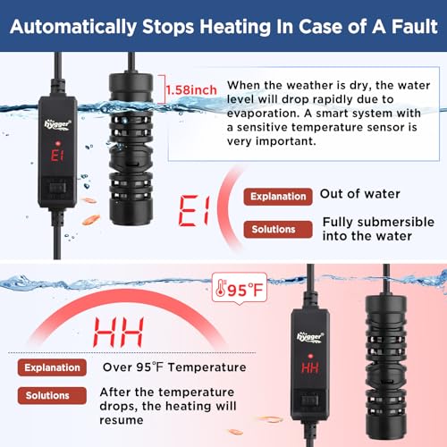 Image of hygger Betta Aquarium Heater,25W /50W /100W /150W Removable Shell Submersible Fish Tank Heater with LED Digital Display,25W Suitable for 1-5 Gallon Freshwater and Saltwater Fish Tank