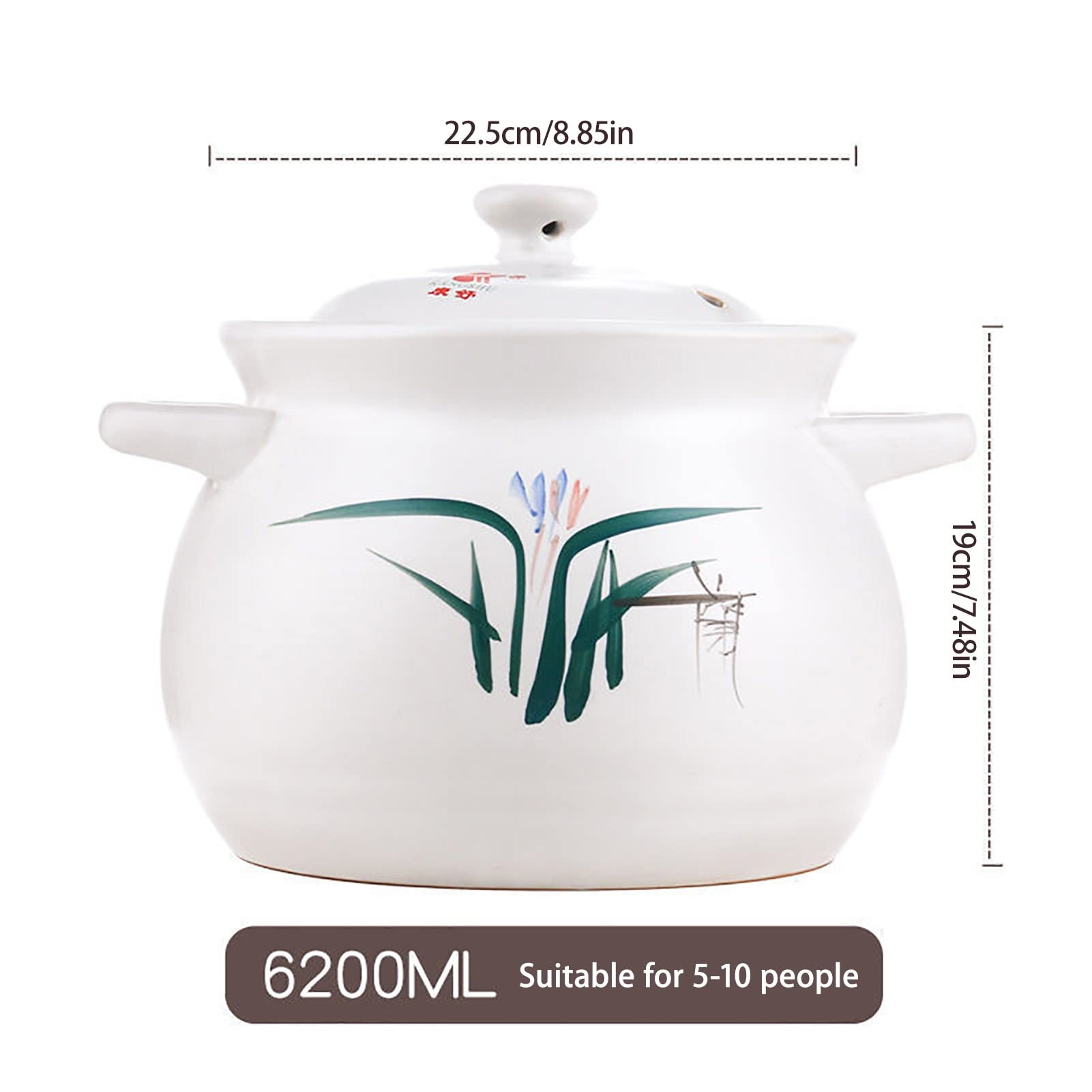 Gliniany Garnek Do Gotowania Podwójne Uchwyty Dutch Oven Z Pokrywką Nieprzywierający Ceramiczny Garnek Gotowania Gulaszu Gotowania Na Parze(6.2L)