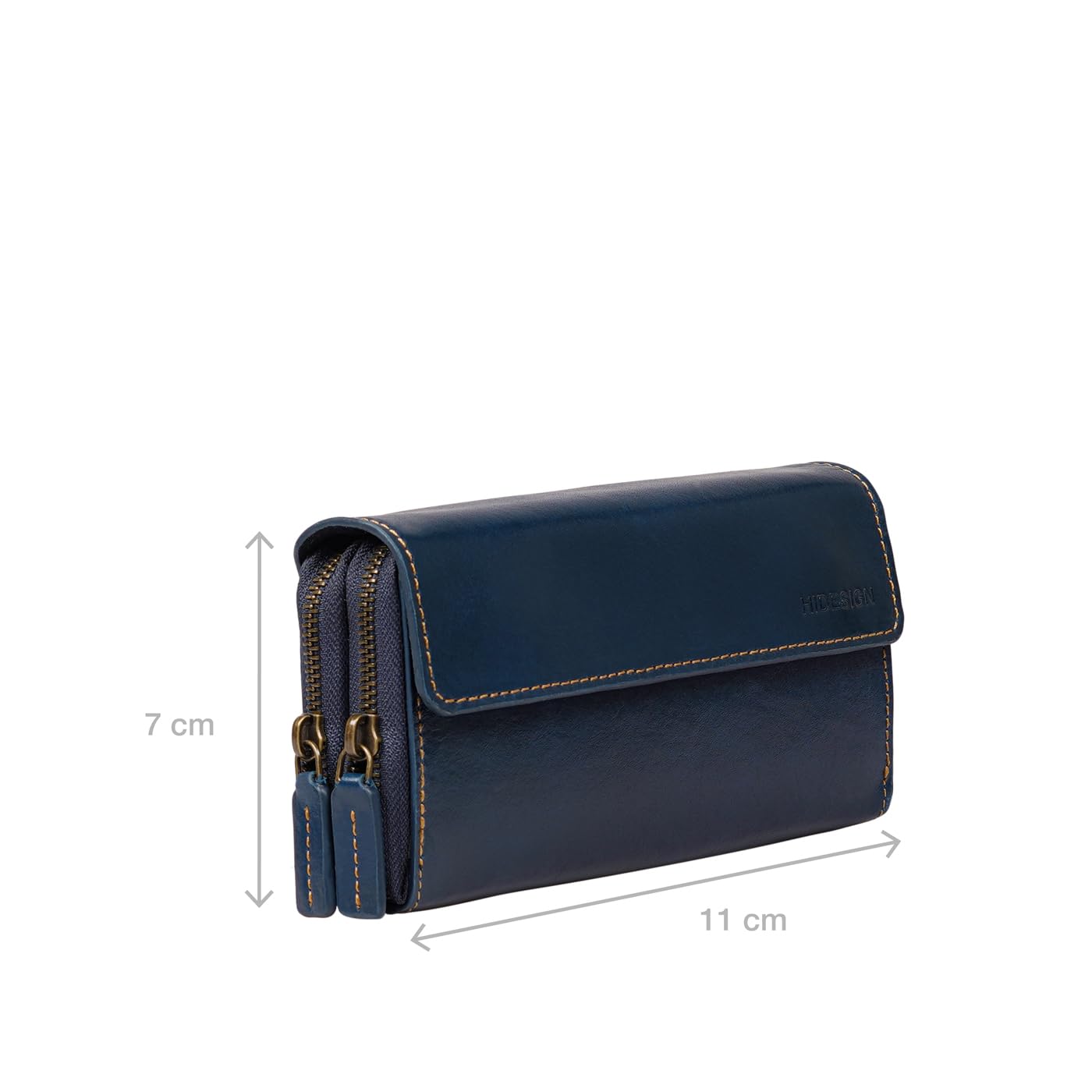 Hidesign Andover W4 Genuine Leather Men's Zip Around Wallet (Midnight Blue) 3
