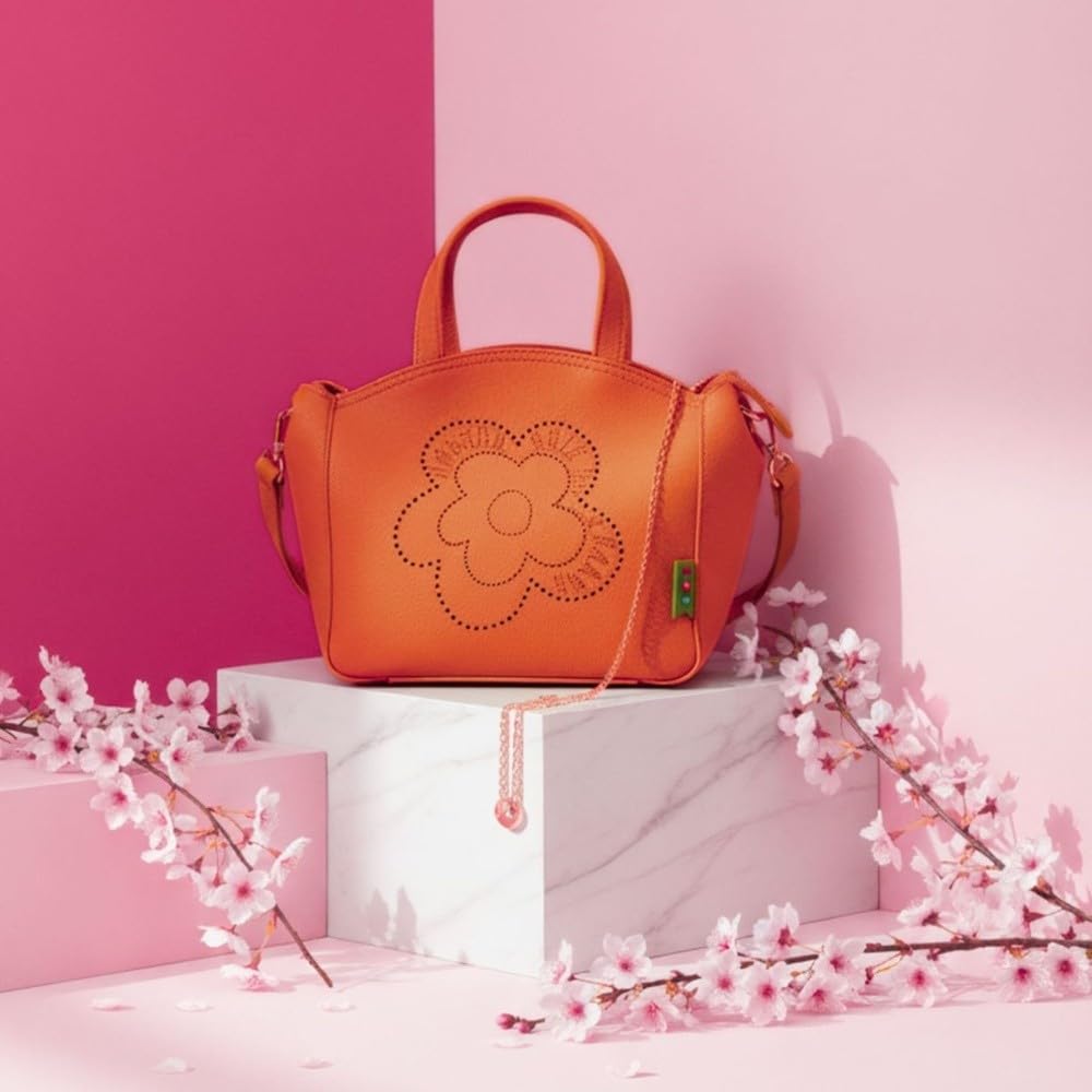 Agatha Ruiz de la Prada Bolso Tote Mini en color naranja con flor calada