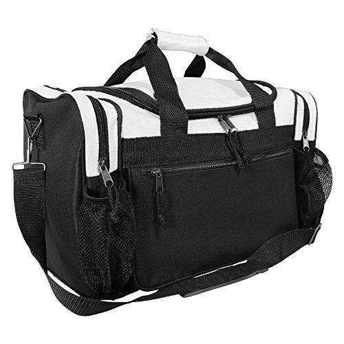 Image of DALIX 17 inch Duffle Bag Dual Front Mesh Pockets (Black Gold Gray Dark Green Navy Blue Maroon Royal Blue Orange Pink Purple Red White