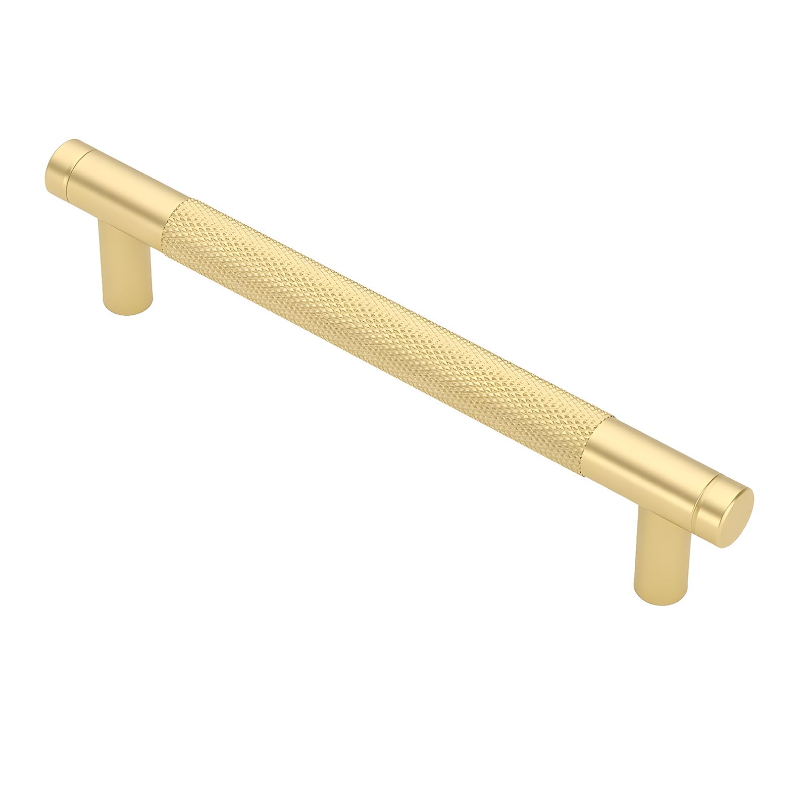 BREEZENEST 10pcs Brushed Gold Knurled Cabinet Pull Handles, Aluminum Alloy Drawer Pulls for Kitchen Cupboard Wardrobe Furniture Hardware (128mm)