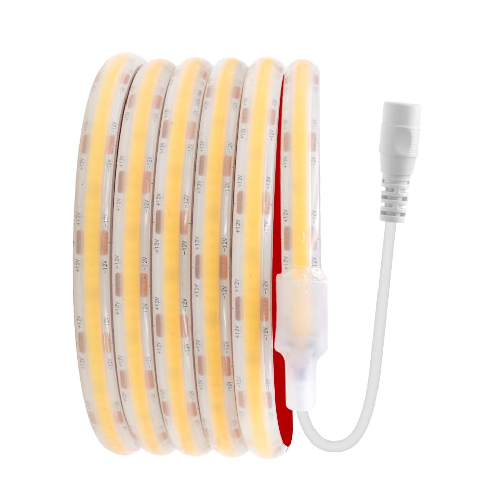 Striscia LED COB in silicone 320 LEDs/m, 12V impermeabile flessibile strisce luminose FCOB CRI85+ 10M bianco naturale 4000K uniforme senza punti scuri decorazione per camera da letto e cucina