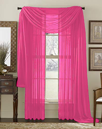 Juego de 3 Cortinas Transparentes con Costuras para Ventana y Bufanda, de Interior, 2 Paneles y 1 Bufanda a Juego