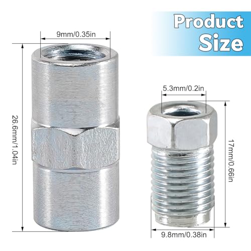 Silkwish 10x Verschraubung + 5x Verbinder für 4,75 mm Bremsleitung Bördel F M10 x 1 Profi Bremsleitungsverbinder, Stahl Verzinkt, DIN/ISO 1651 konform, Kompatibel mit wie Audi, BMW, Mercedes, VW uvm