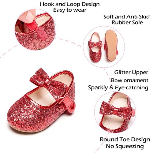 Image of PHIRAMIN Toddler Flower Girl Dress Shoes - Little Girl Mary Janes Flats Wedding