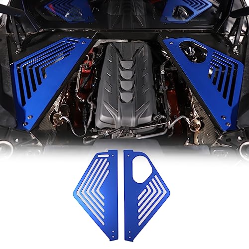 Image of Daeiclru Engine Bay Panel Cover Compatible with Chevrolet Corvette C8 2020-2023, Aluminium Engine Protector Splash Shield, Left Right Engine Case Guards (Blue)