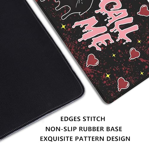 Image of Call Me Mouse Pad Ghostface Desk Pat,Mouse Mat Large Desk Mat for Desktop,Stitched Edges Non-Slip Waterproof Rubber Base Mous Mat for Office Computer Keyboard Laptop and Home(27.5X11.8 in)