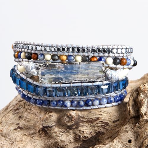 Image of Boho Stone Wrap Bracelet for Women,Turquoise Beaded Bracelet Jewelry Gift