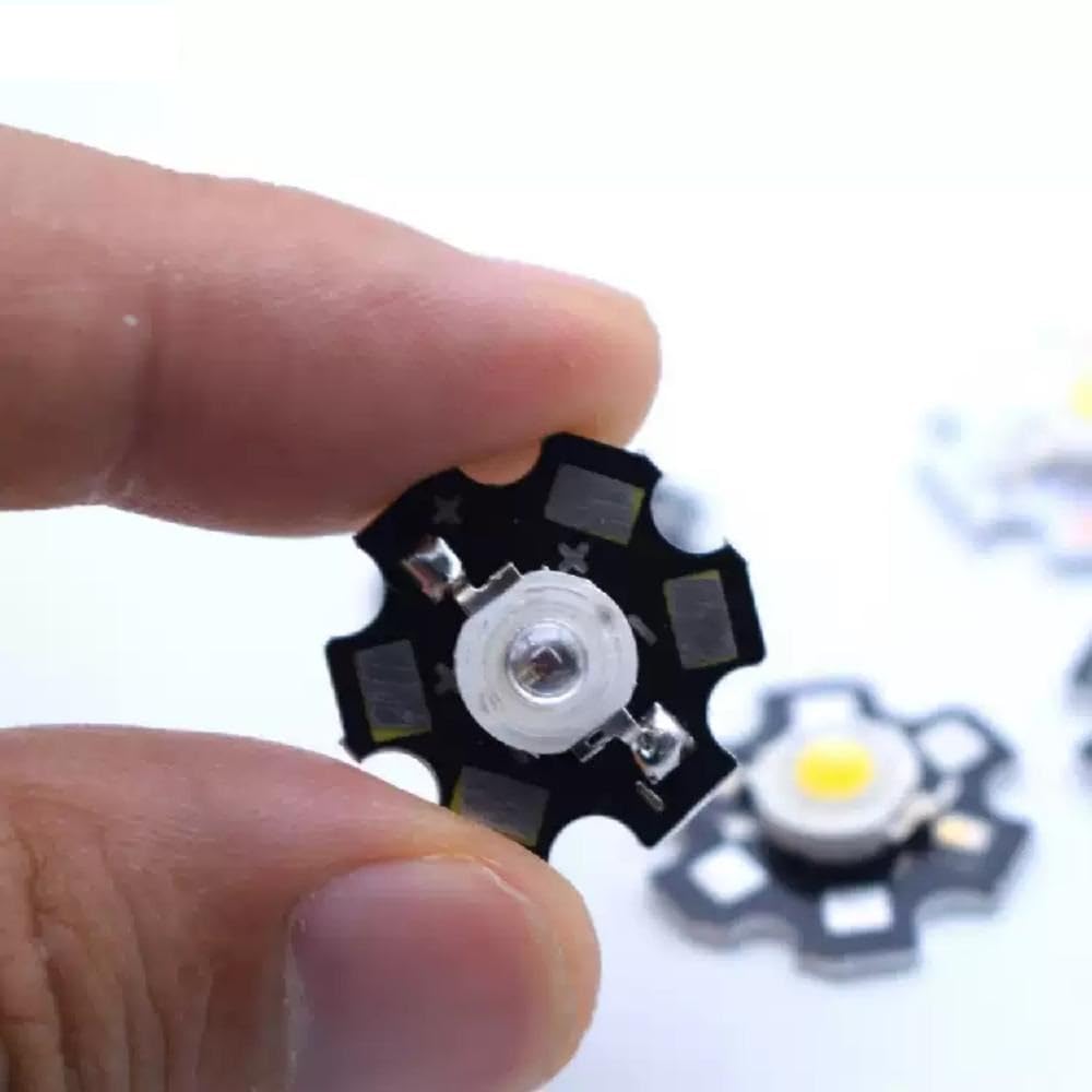 Chip LED per illuminazione 1W 3W,Diodo emettitore LED con dissipatore di calore in forma di plasma in alluminio da 20mm,per sostituzione fai-da-te della torcia torcia per (50 pezzi/3W-blu 475 NM)